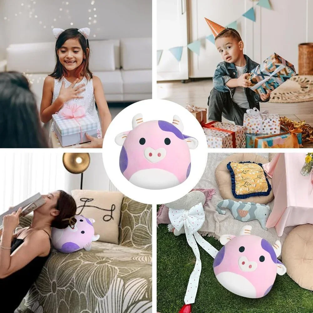 Cow Plush Toy Pillow 12'' Cute Stuffed Animal Soft Plushie Doll Gift for Kids